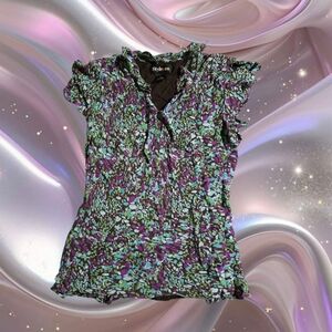 Style & Co. Women's Purple and Green Patterned Blouse